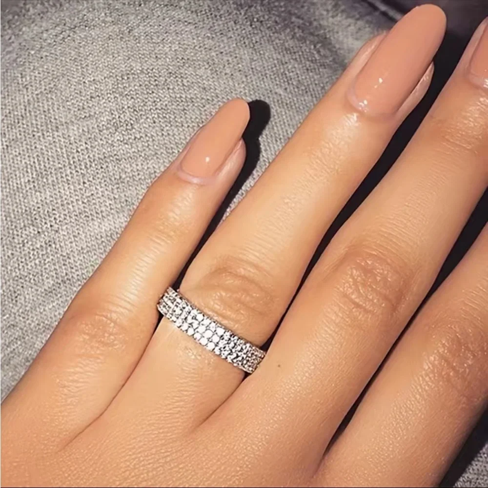 New 925 Silver Bridal Engagement Party Diamond Ring - Picture 6 of 6